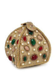 Dangle Stone Work Polka Embellished Velvet Potli