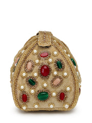 Dangle Stone Work Polka Embellished Velvet Potli