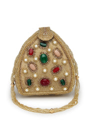 Dangle Stone Work Polka Embellished Velvet Potli