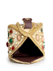 Dangle Stone Work Polka Embellished Velvet Potli