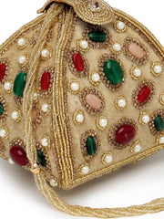 Dangle Stone Work Polka Embellished Velvet Potli