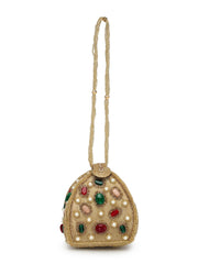 Dangle Stone Work Polka Embellished Velvet Potli