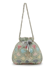 Dangle Vermicular Embellished Faux Silk Potli