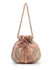 Dangle Rose Embellished Faux Silk Potli
