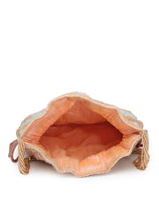 Dangle Rose Embellished Faux Silk Potli