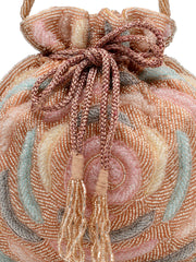 Dangle Rose Embellished Faux Silk Potli