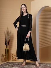 Dangle Striped Embellished Faux Silk Potli