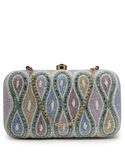 Adorn Ogee Embellished Fabric Clutch