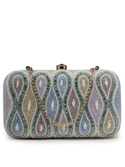 Adorn Ogee Embellished Fabric Clutch