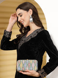 Anekaant Adorn White & Pastel Multi Ogee Embellished Fabric Clutch