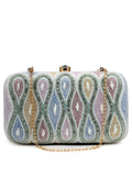 Anekaant Adorn White & Pastel Multi Ogee Embellished Fabric Clutch