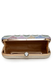 Adorn Ogee Embellished Fabric Clutch