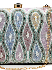 Adorn Ogee Embellished Fabric Clutch