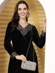 Adorn Ogee Embellished Fabric Clutch