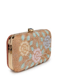 Anekaant Adorn Gold & Pastel Multi Floral Embellished Fabric Clutch