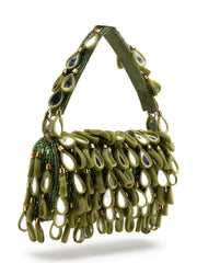 Tipify Mirror Work Embellished Fabric Clutch