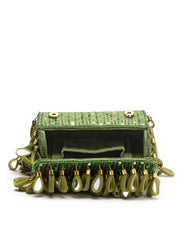 Tipify Mirror Work Embellished Fabric Clutch