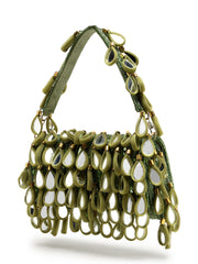 Tipify Mirror Work Embellished Fabric Clutch