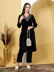 Dangle Chevron Embellished Faux Silk Potli
