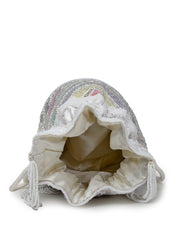 Dangle Chevron Embellished Faux Silk Potli