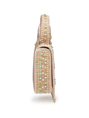 Anekaant Blush & Bead Pink Satin Concentric Beadwork Embellished Clutch