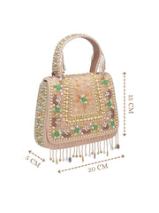 Anekaant Blush & Bead Pink Satin Concentric Beadwork Embellished Clutch