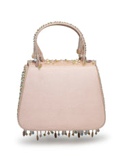 Anekaant Blush & Bead Pink Satin Concentric Beadwork Embellished Clutch