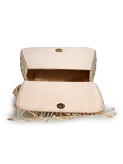 Anekaant Blush & Bead Pink Satin Concentric Beadwork Embellished Clutch