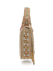 Anekaant Blush & Bead Gold Satin Concentric Beadwork Embellished Clutch