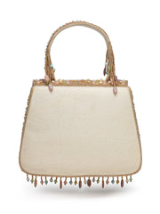 Anekaant Blush & Bead Gold Satin Concentric Beadwork Embellished Clutch