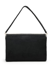 Anekaant Beaded Botanica Black Suede Swirl Embellished Clutch