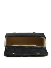 Anekaant Beaded Botanica Black Suede Swirl Embellished Clutch