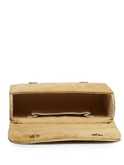 Anekaant Beaded Botanica Gold Suede Swirl Embellished Clutch