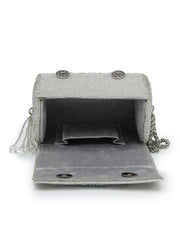 Anekaant Tipify Metallic Silver Geometric Mirror Embellished Clutch