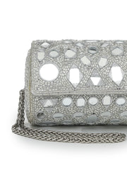 Anekaant Tipify Metallic Silver Geometric Mirror Embellished Clutch