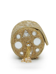 Anekaant Tipify Metallic Gold Geometric Mirror Embellished Clutch
