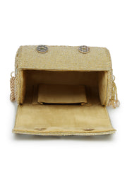 Anekaant Tipify Metallic Gold Geometric Mirror Embellished Clutch