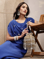 Anekaant Dewdrop Fringe Metallic Gold & Silver Suede Beaded Potli