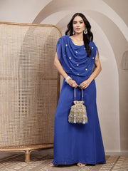 Anekaant Dewdrop Fringe Metallic Gold & Silver Suede Beaded Potli