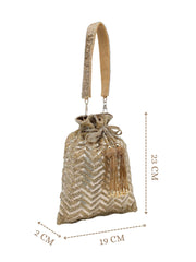 Noor Edit  Chevron Sequin Embellished Potli with signature gift box  | Party & Festive Gift for Women