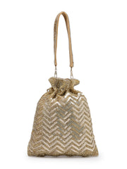 Noor Edit  Chevron Sequin Embellished Potli with signature gift box  | Party & Festive Gift for Women