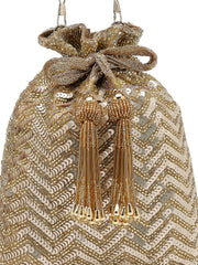 Noor Edit  Chevron Sequin Embellished Potli with signature gift box  | Party & Festive Gift for Women