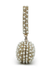 Anekaant Opal Thread Gold Suede Pearl Beaded Clutch