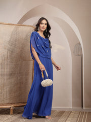 Anekaant Opal Thread Gold Suede Pearl Beaded Clutch