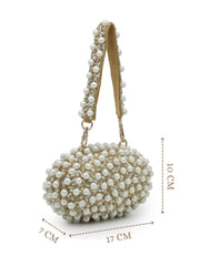 Anekaant Opal Thread Gold Suede Pearl Beaded Clutch