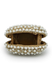 Anekaant Opal Thread Gold Suede Pearl Beaded Clutch