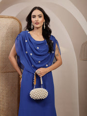 Anekaant Opal Thread Gold Suede Pearl Beaded Clutch