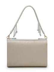 Anekaant Blush & Bead Ivory & Pastel Multi Suede Embellished Clutch