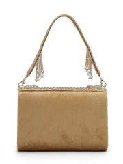 Anekaant Blush & Bead Antique Gold & Pastel Multi Suede Embellished Clutch