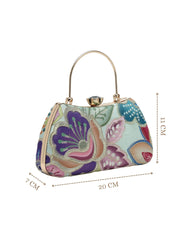 Anekaant Woven Reverie Mint Green Multi Abstract Floral Embroidered Clutch